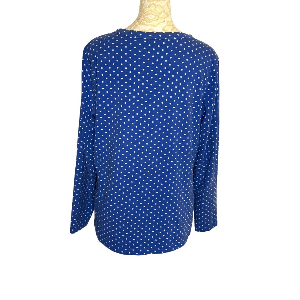 Susan Graver Cardigan Jersey Knit Top Snap Front Polka Dot Blue White S - Picture 5 of 7